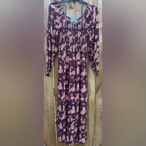 Women’s Small Maroon Floral Midi Dress by Wonderly